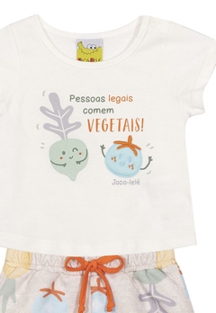 Conjunto Blusa Short Infantil Estampado Branco Nini & Bambini - comprar online