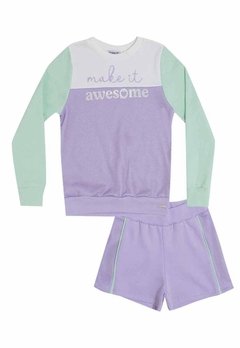 Conjunto Short Infantil Manga Longa Nina Go