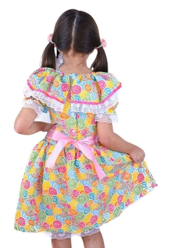 Vestido Caipira Colorido Porquinho Infantil Muvilê - comprar online