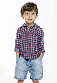 Conjunto Bermuda Infantil Camisa Xadrez Gabriela Aquarela