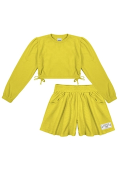 Conjunto Blusa Shorts Amarelo Infantil Catavento