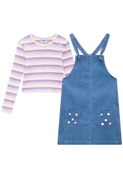 Conjunto Salopete Infantil Jeans Kukiê