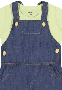 Conjunto Jardineira Sarja Jeans Infantil Coloritta - comprar online