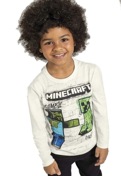 Camiseta Minecraft Infantil Branca Brandili. - comprar online