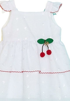 Vestido Branco Cereja Bordado Infantil Mon Sucrê - comprar online