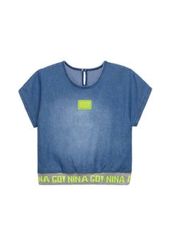 Conjunto Blusa Boxy Shorts Jeans Nina Go - comprar online