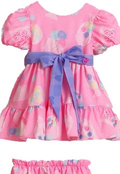 Vestido Com Calcinha Infantil Rosa Laço Mon Sucre - comprar online