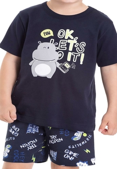 Conjunto Pijama Camiseta Bermuda Infantil Preto TMX - comprar online