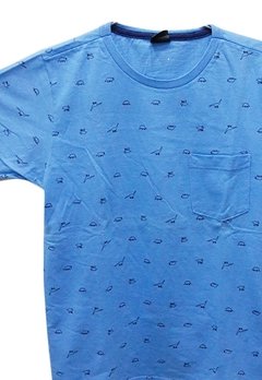 Camiseta Infantil Manga Curta Estampada Azul Bugbee - comprar online