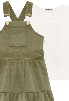 Salopete Veludo Verde Infantil Blusa Malha Infanti - comprar online