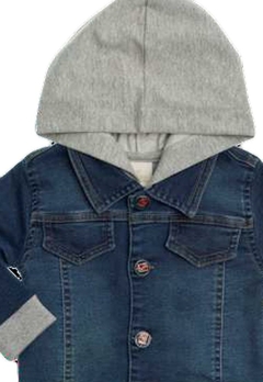 Jaqueta Jeans Capuz Cinza Infantil Anjos Baby - comprar online