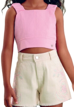 Conjunto Shorts Cropped Rosa Infantil Petit Cherie - comprar online