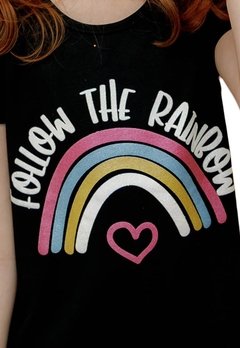 Blusa Infantil Preto Folow The Rainbow Passagem Secreta - comprar online