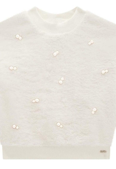 Blusa Branca Aveludado em Pêlos Infantil Kukiê - comprar online