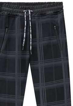 Calça Moletom Xadrez Preto Johnny Fox - comprar online