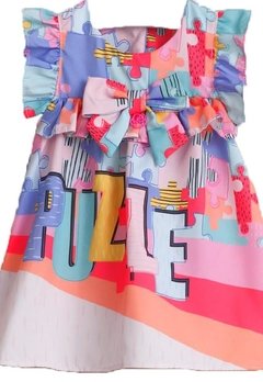 Vestido Infantil Estampado Puzzle Mon Sucre - comprar online