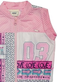 Colete Corta Vento Love Rosa Animê - comprar online