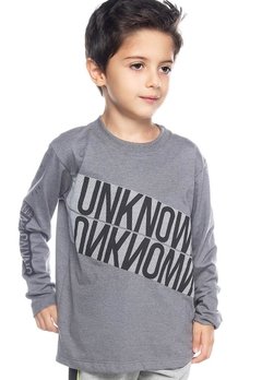 Camiseta ML Infantil Cinza Unknow Have Fun