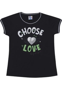 Blusa Infantil Preta Choose Love