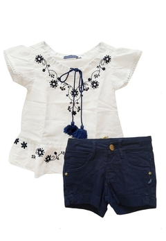 Conjunto Bata Shorts Sarja Azul Marinho Planet Kids