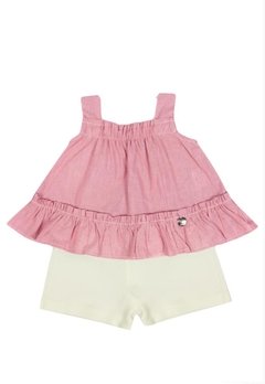 Conjunto Shorts Infantil Rosa Pupi