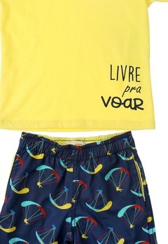 Conjunto Camiseta Bermuda Livre Pra Voar Amarelo Precoce - comprar online