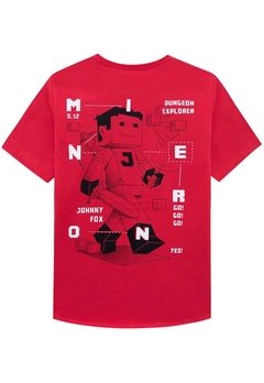 Camiseta Infantil Vermelha Miner On Johnny Fox - comprar online