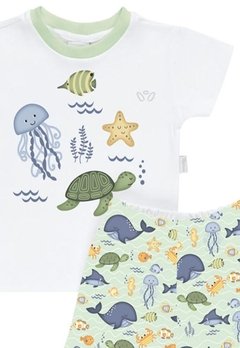 Pijama Bebê Fundo do Mar Verde Anjos Baby - comprar online
