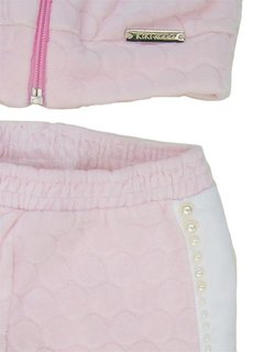 Conjunto Jaqueta Longo e Calça Moleton Rosa Kiki Xodó - comprar online
