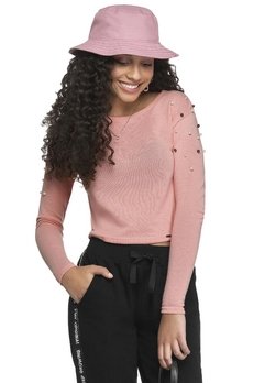 Blusa ML em Malha Tricô Rosa ELIAN - comprar online