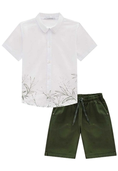 Conjunto Camisa Branca Bermuda Infantil Johnny Fox