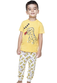 Pijama Roar Dino Meia Malha Amarelo Have Fun