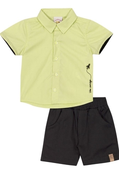 Conjunto Camisa Bermuda Infantil Verde Nini & Bambini