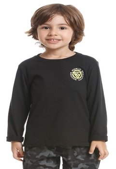 Camiseta ML Infantil Preta Soccer Wolrd Banana Danger