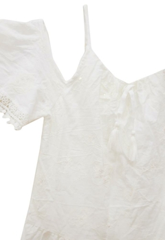 Vestido Juvenil Longo Bordado Branco Momi - comprar online