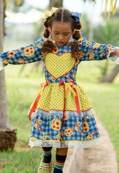 Vestido Caipira Infantil Amarelo Douvelin