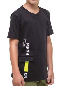 Camiseta Infantil Preto Onda Marinha - comprar online