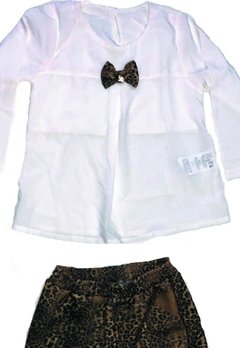 Conjunto Blusa Shorts Oncinha Off White Pupi - comprar online