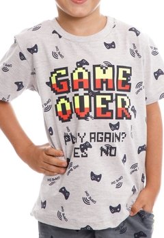 Camiseta Meia Malha Game Over Cinza Have Fun - comprar online