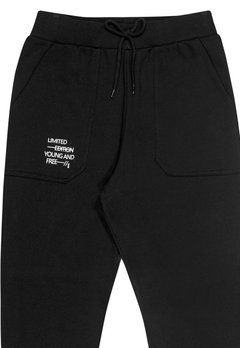 Calça Moletom Infantil Preta Limited Elian - comprar online