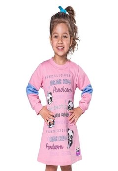 Vestido Infantil Manga Longa Rosa Catavento