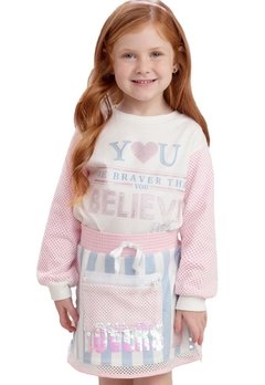 Conjunto Saia Infantil Branco You Belive Petit Cherrie