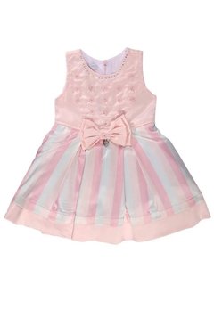 Vestido Bebê Listrado Rosa Anjos Baby