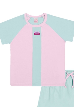 Conjunto Infantil Estampado Rosa Azul Abrange - comprar online
