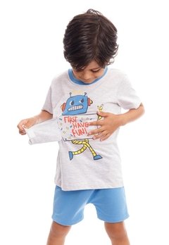 Pijama Robô Meia Malhae Moletin Azul Have Fun - comprar online