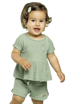 Conjunto Blusa Short Malha Texturizada Verde Colorittá - comprar online