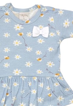 Macacão Curto Saia Bebê Flores Azul Tilly Baby - comprar online