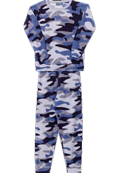 Pijama Azul Estampado Moletom Infantil Serelepe