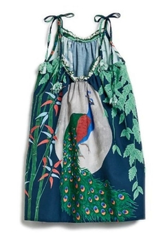 Vestido Tsuki Azul Marinho Estampado Fábula - comprar online
