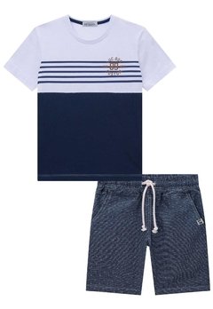 Conjunto Bermuda Infantil Branco LucBoo